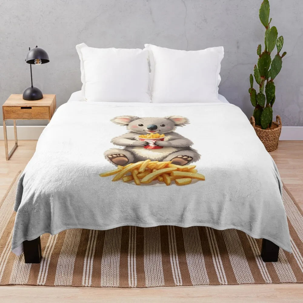 

Fries Koala Bear Throw Blanket Fashion Sofa Blankets funny gift Soft Plush Plaid Camping Blanket