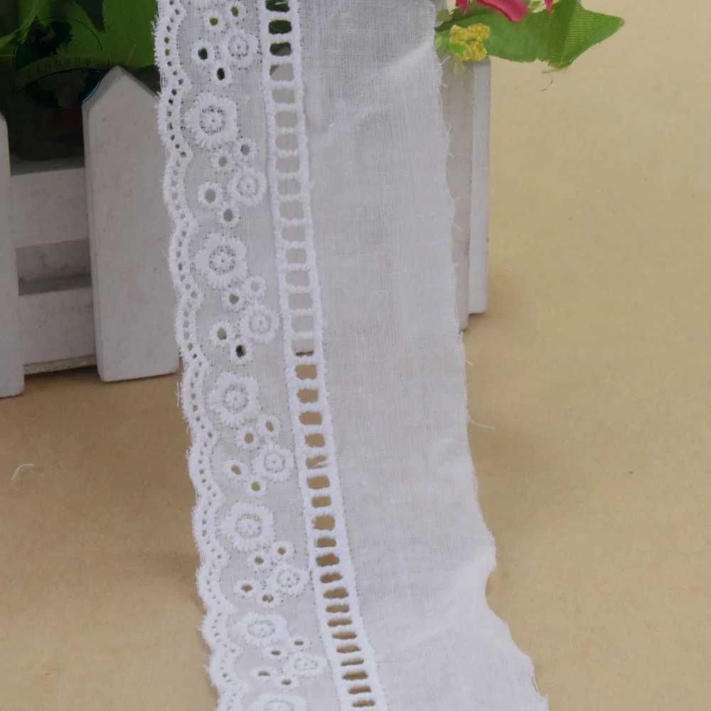 100 % Baumwolle, 5 cm breit, weiße Stickerei, Spitzenbandbesatz, DIY-Handwerk, Lieferant, Nähen, Hochzeitskleid, Vorhang, Bekleidungszubehör # 4355 – Detail 6
