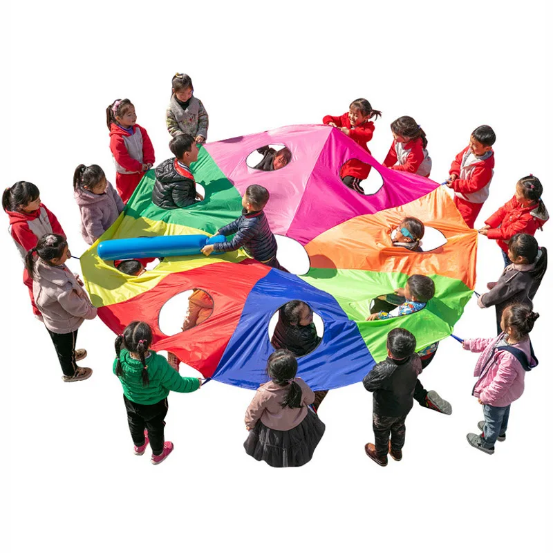 Parachute Arc-en-ciel Pour Enfants - 100x100 Cm, Jeu Coopératif Extérieur, Activité Sensorielle Et éducative, Maternelle, Fêtes