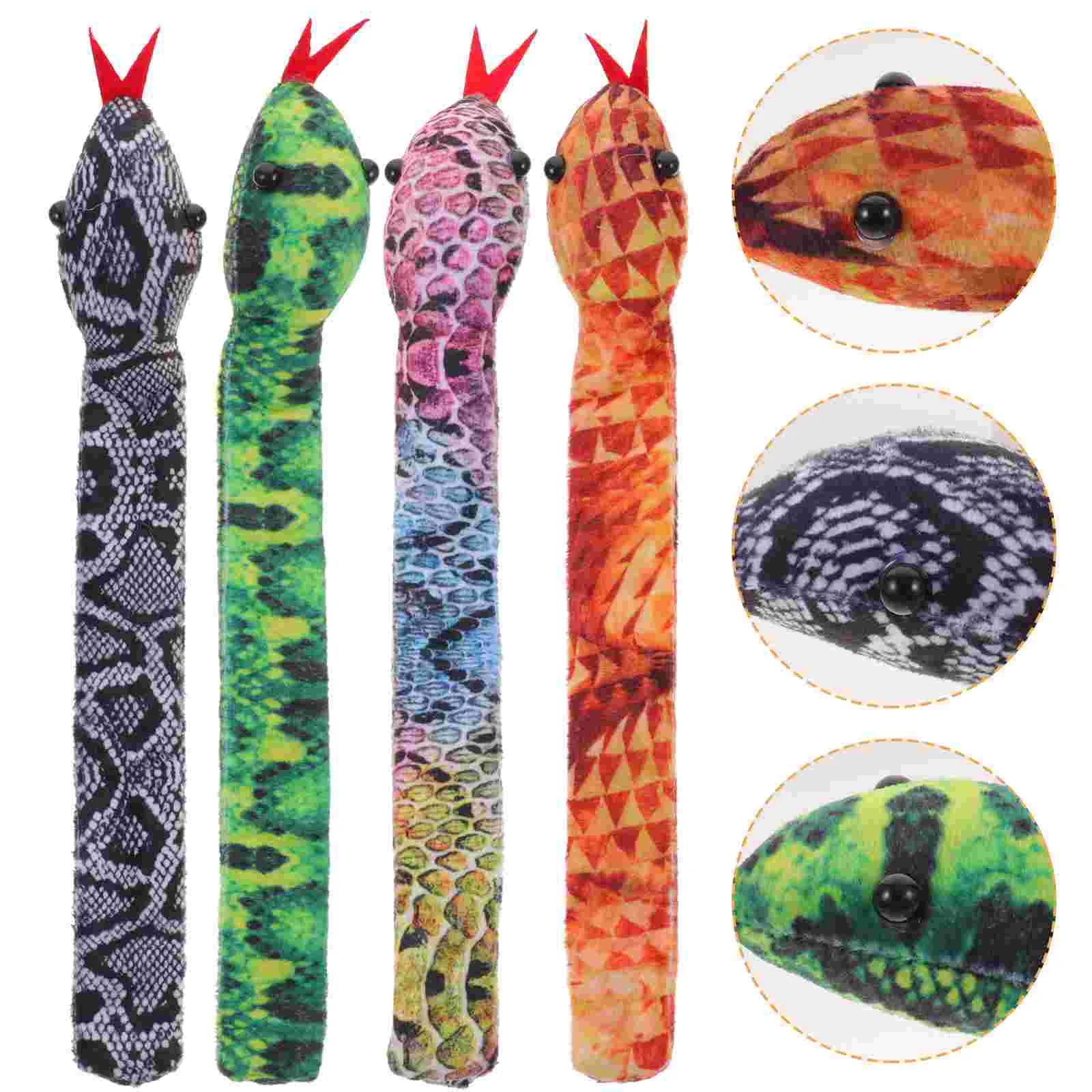 

4 Pcs Snake Ring Stuffed Animals for Girls Bracelet Kids Button Snap Bracelets Boys Slap Cloth Child Snakes Toys