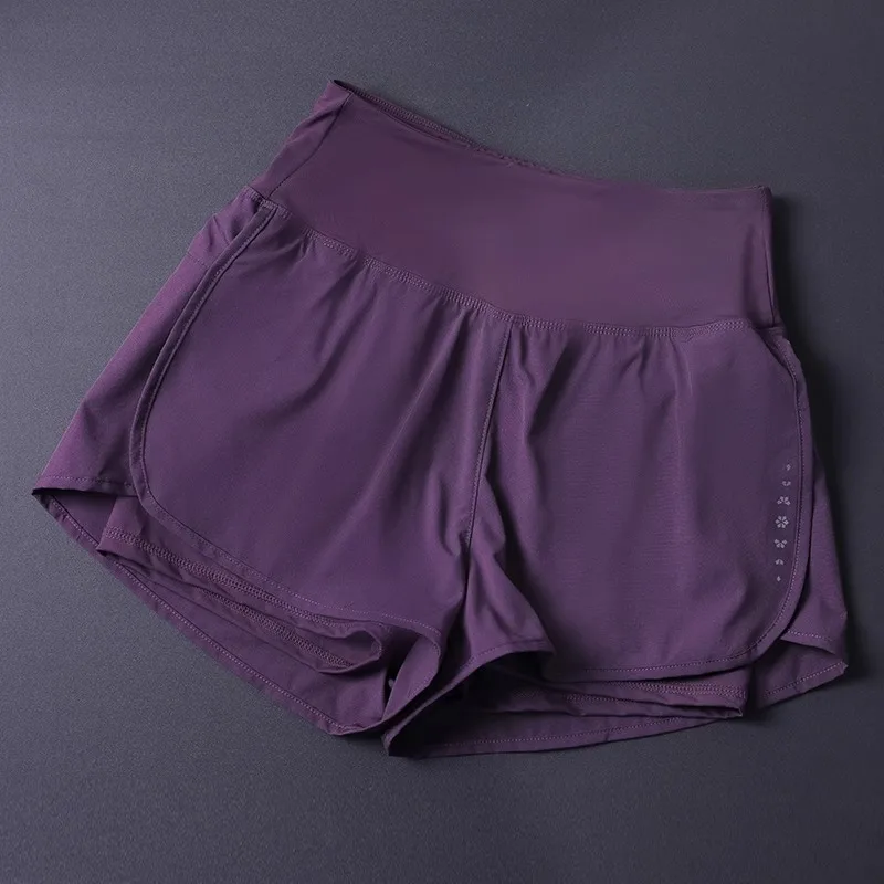 Women's 2 in 1 Shorts with Pockets - Lightweight Breathable Loose Anti-Disclosure Split Side for Yoga Running Gym