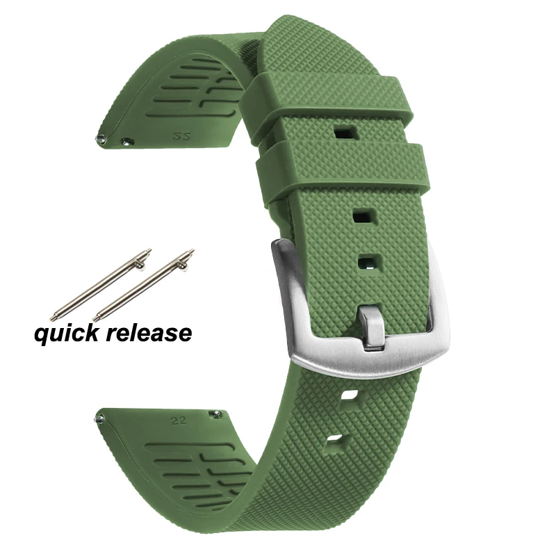 Classic Tropical FKM Rubber Watch Strap – Premium Replacement Bracelet Belt, 20mm/22mm