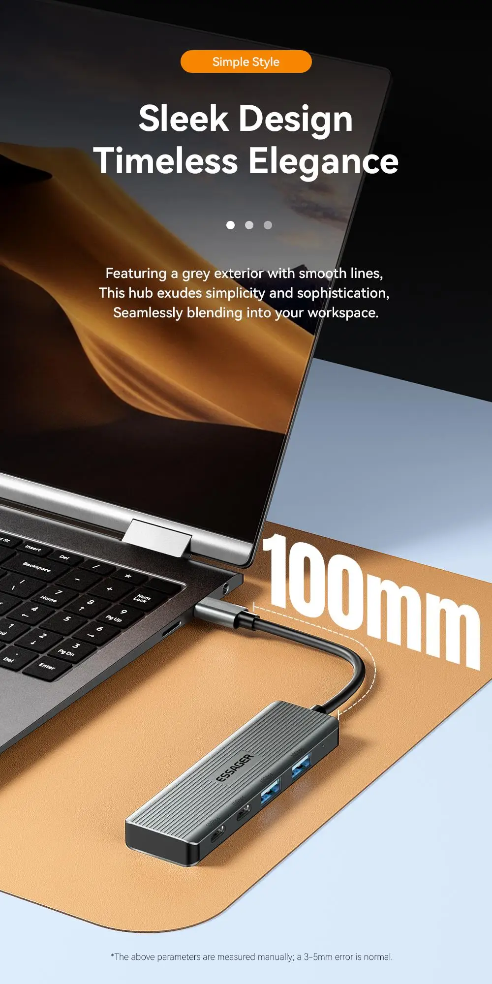 USB Hub Adapter 4 in 1 USB Type C to USB3.2 Gen2 Hub Splitter Adapter for MacBoo