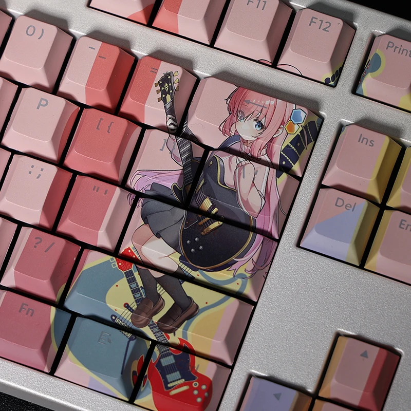 Bocchi-o Rock Hitori Gotoh Backlit Keycap Pbt Lados Tintura Subbed Keycaps Desenhos Animados Anime Gaming Key Caps 108 Chaves - Imagem 3