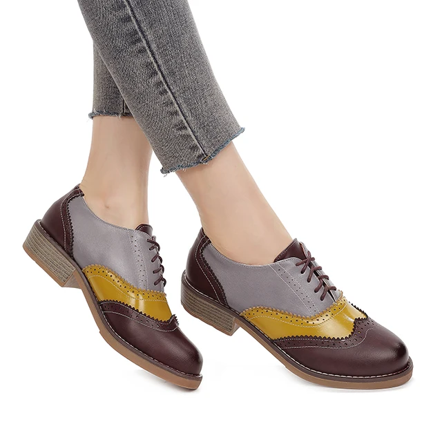 EAGSITY Retro Casual women's shoes oxford shoes derby lace up shoes outdoor leisure sneaker footwear 1