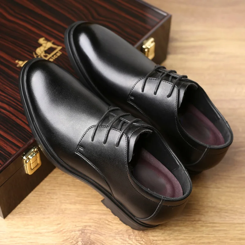 

Autumn and Winter Plus Velvet Inner Heightening Men's Shoes Business Formal Leather Shoes Heightening 8cm Elevator Men's Shoes