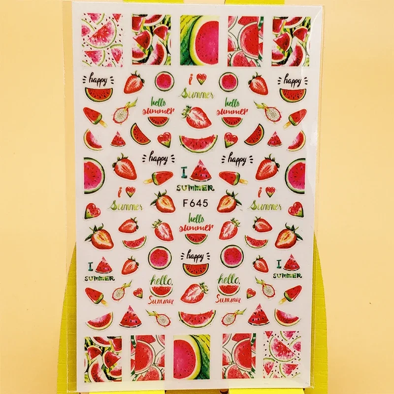3D Nail Stickers Fruit Cherry Lips Line Lemon Stickers for Nails Self-Adhesive Design Sticker for Manicure Nail Art Decoration