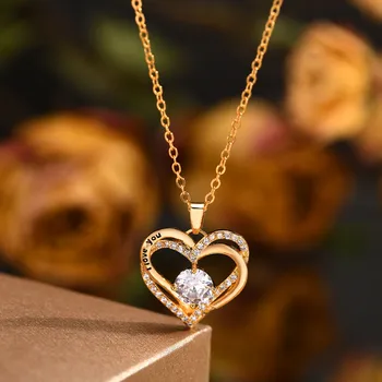 Heart Woman Necklace Birthstone Heart I Love You Jewelry 1