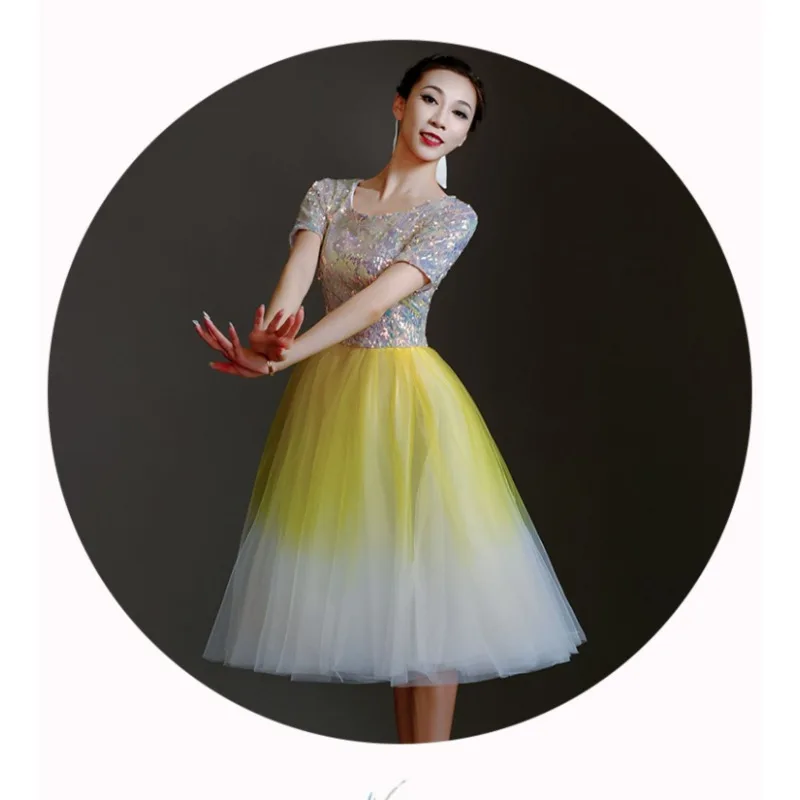 2024-new-modern-dance-costume-chorus-ballet-costume-sequins-slim-dance-costume-fluffy-skirt