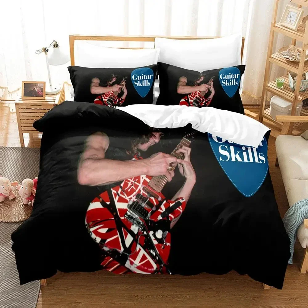 3D Print Eddie Van Halen Bedding Set Duvet Cover Bed Set Quilt Cover Pillowcase Comforter king Queen Size Boys Adult 4
