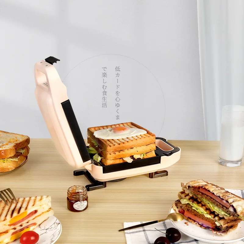 Pink Hot Sandwich Makers Breakfast machine Toaster Bread Thickened version Food Grade Non Stick Coating Light food 220V 730w 4