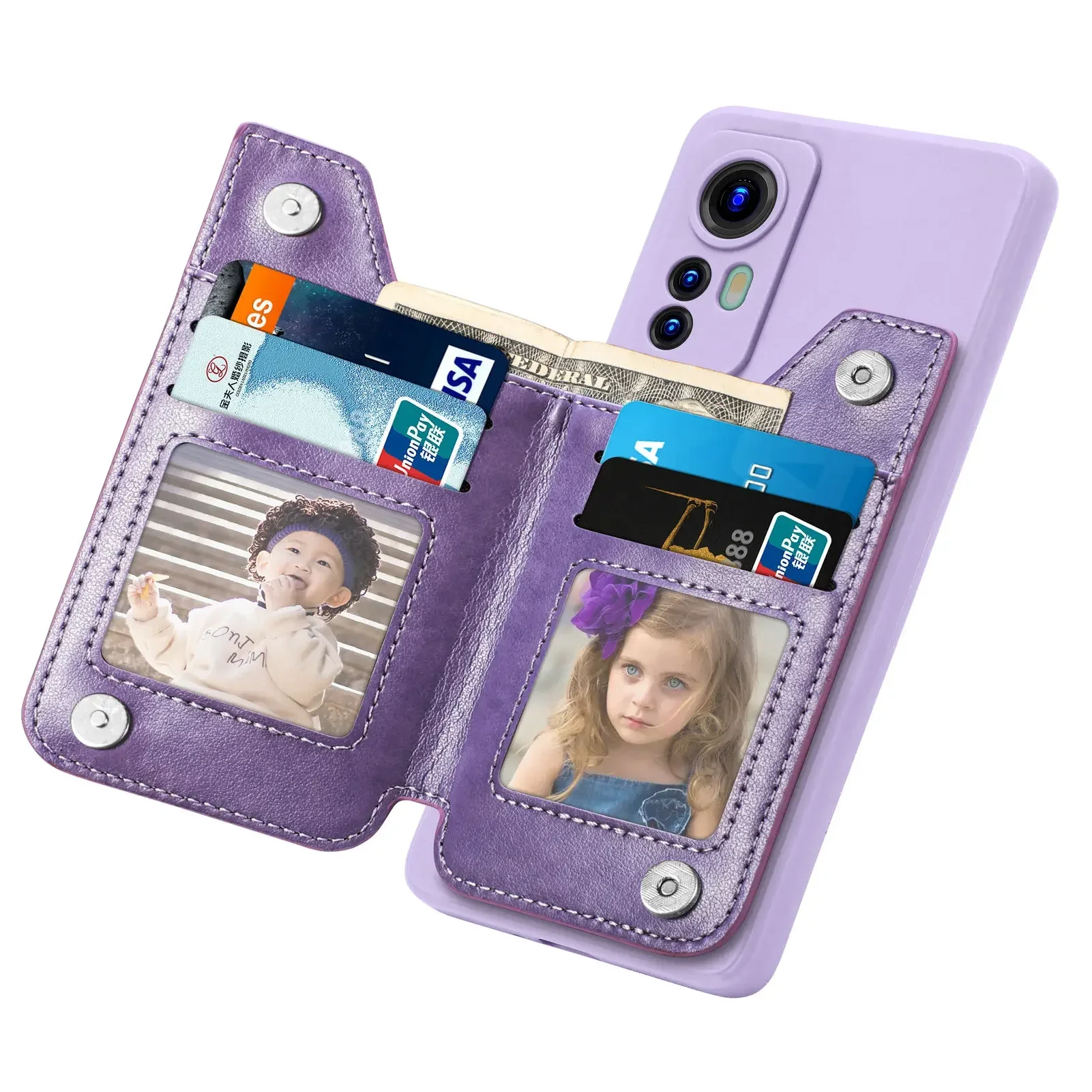 Zipper Wallet Leather Case with Magnetic Stand Cover