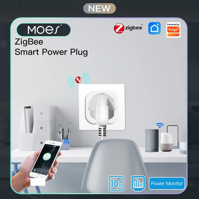 ปลั๊กไฟอัจฉริยะ Moes ZigBee Tuya 16A ควบคุมผ่านแอพไร้สาย พร้อมฟังก์ชั่นตรวจสอบพลังงาน ตั้งเวลา รองรับ Alexa และ Google สำหรับ UK EU US 1