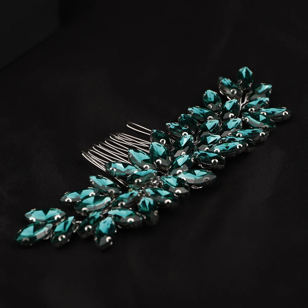 Sa12aeae2cb714e5397c2c0c7e433cb4cl Fashion Rhinestone Hair Comb for Bridal Headpiece 9 Color Wedding Hair Accessories Women Handmade Tiara Headdress Party Headwear Mallzona