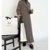 Arabic Robe Women Long Jacket Slim Double Breasted Female Daily Coat Formal Ankle Length Dress 2