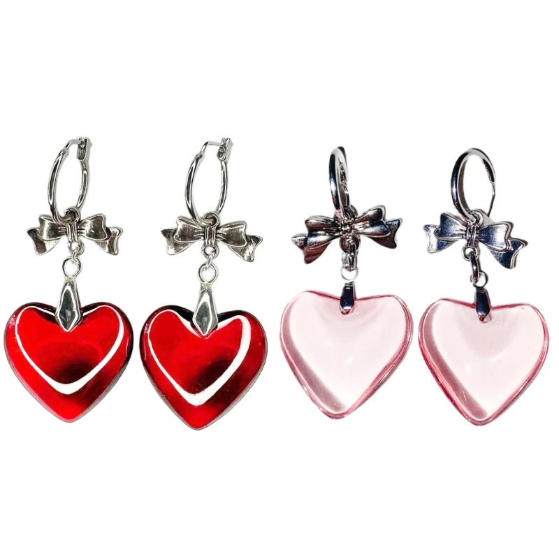 

Punk Gothic Heart Hoop Earrings Bowknot Dangle Earring Ear Drops Banquet Jewelry Dropship