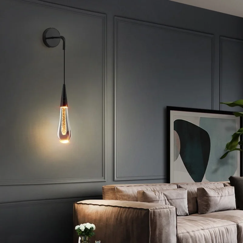 Description Picture 6 of itemCrystal Wall Lamp for Bedroom Bedroom Hotel Living Room Background Sconce Light Modern Led Plug in Pull Switch Decoration Indoor