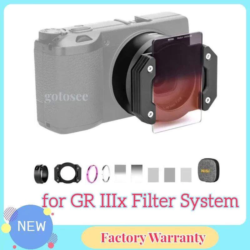 

NiSi for Ricoh GR IIIx Filter System 49mm Filter Holder Lens Adapter Rose Red /Silver Ring Black Mist Filter Kit / Master Kit