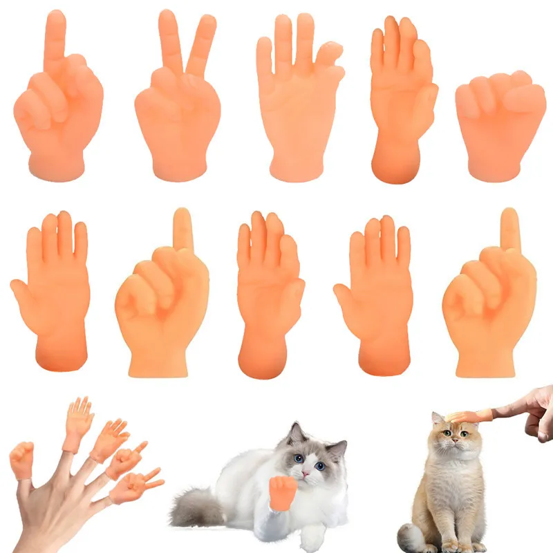 10 Pcs Mini Finger Hands Miniature Little Hands Burattini Da Dito Divertenti Finger Hand For Joke Toys Finger Props For Pets Playtime