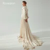 Customized Muslim Retro High Collar A-line Wedding Dresses Ruffle Satin Draped Pleat Ribbon Full Bride Dresses robe de mariée 2