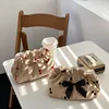 Soft Corduroy Cherry Make Up Bags for Mom Mommy Bag Baby Diaper Nappy Organizer Bowknot Women Evening Cluth Purse Maternity Bag 2