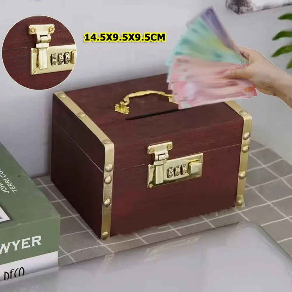 Durable Vintage Style Treasure Storage Box with Combination Lock Money Jar Piggy Bank Organizer Safe Box Money Saving