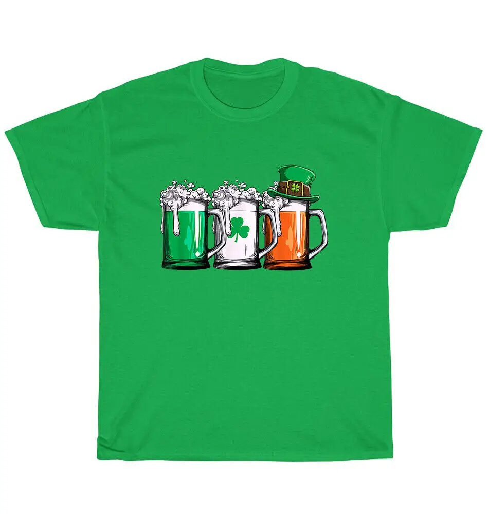 Irish Beer Ireland Flag St Patricks Day Leprechaun Shamrock T Shirt Maniche Lunghe O Corte