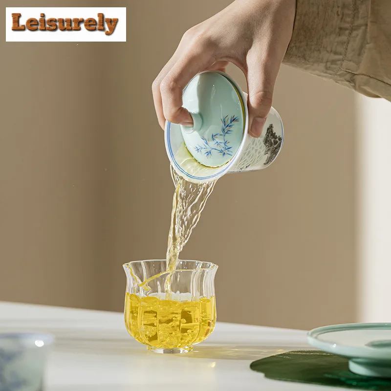 Hand Painted Bamboo Shadow Tea Set Complete Set Elegant Tea Ceremony Set Teapot And Tea Cup Set Cafes Accessories Ornaments Gift