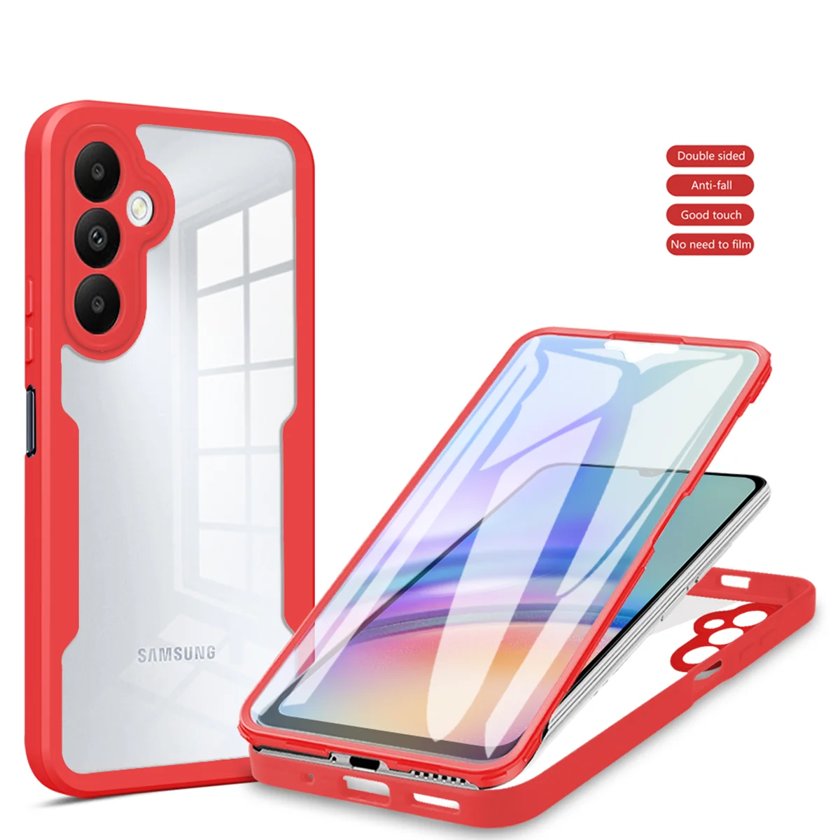 Enhanced Protective Full Body Phone Case with Double-Sided Cover