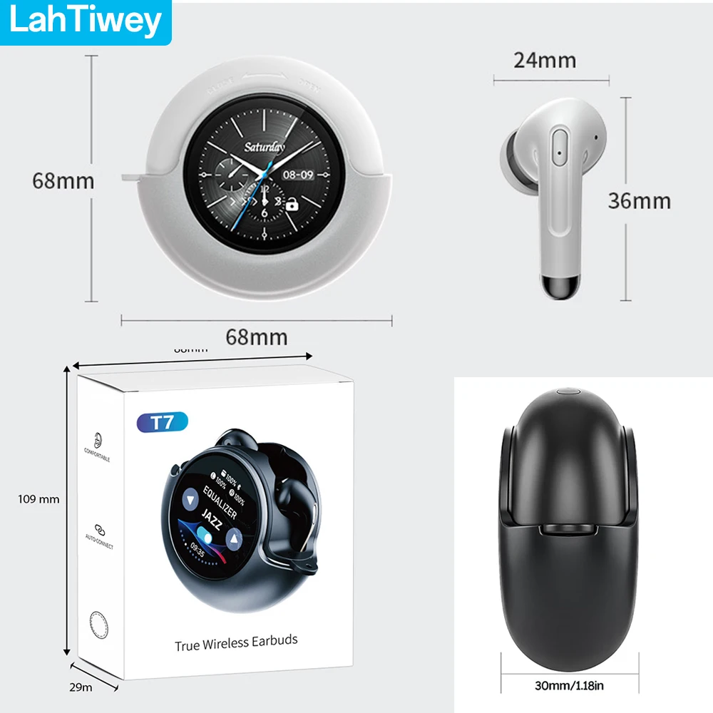 Premium Wireless Bluetooth Earphones with Touch Display - 40H Playtime, Deep Bass, IPX7 Waterproof