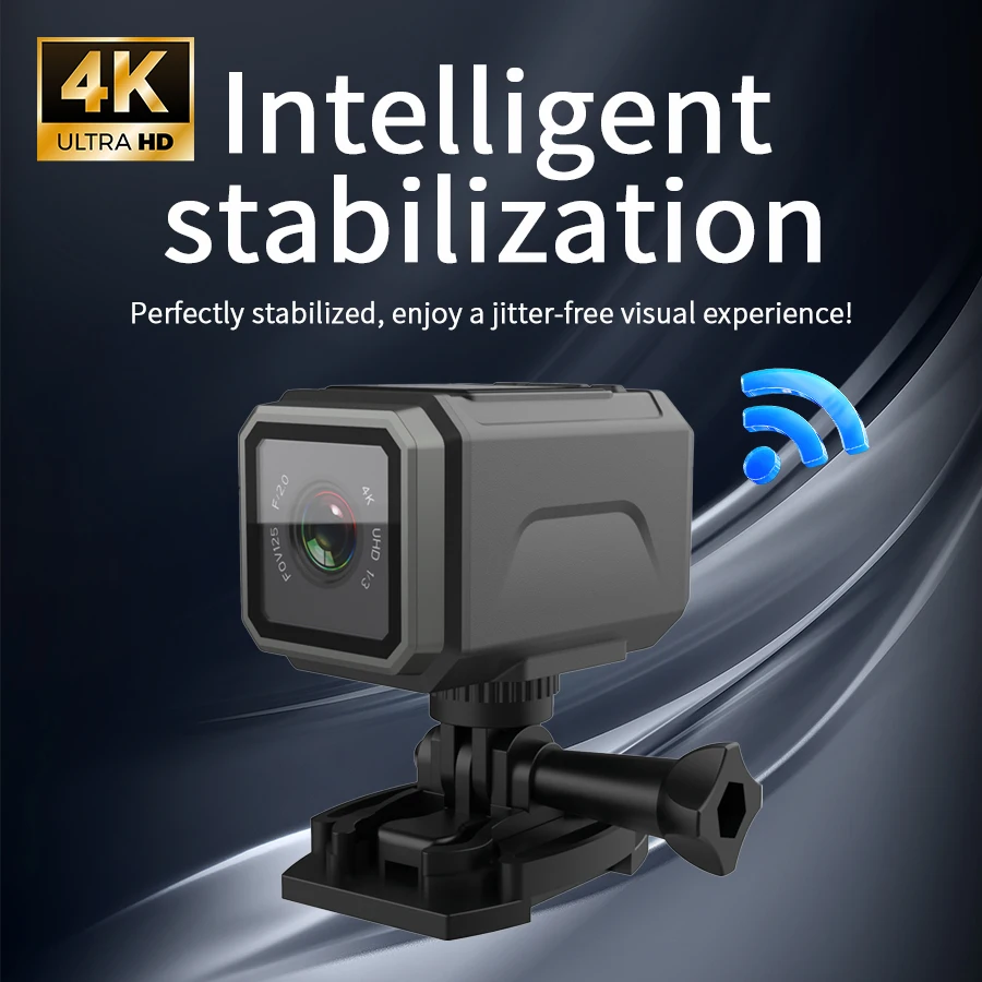 Caméra Action 4K Ultra HD avec Écran ou Sans, 64Go/128Go