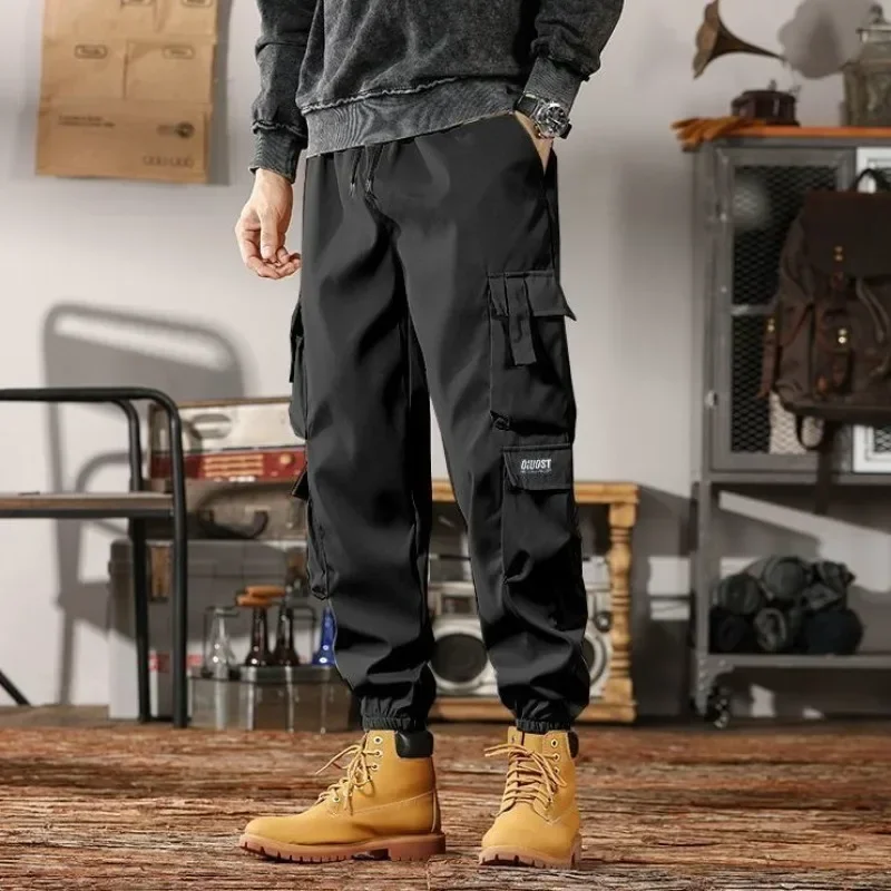 Pantalones negros de otoño para hombre, pantalones cargo para hombre, multibolsillos, ropa de trabajo de color caqui, multibolsillos, ropa holgada barata más barata Y2k