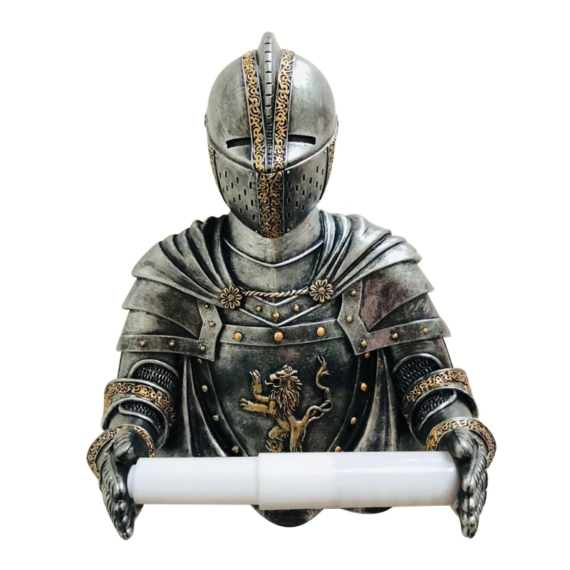 

Wall Toilet Paper Holders Medieval Statue Knight Toilet Paper Dispenser Vintage Roll Paper Stand for Bathroom Toilet