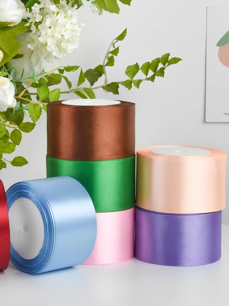 25yards/roll 2inch Satin Ribbon DIY Roses Handmade Crafts Material Christmas Halloween Wedding Birthday Party Gift Wrapping Tape satin ribbons ribbon decoration ribbon supplies