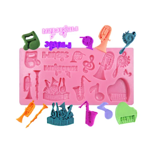 Hangszerek Megjegyzés Zongora Szaxofon Fondant Dekoráció Szilikon Penész Barkács Torta Díszítő Szerszámok Sütés M450 - Image 2