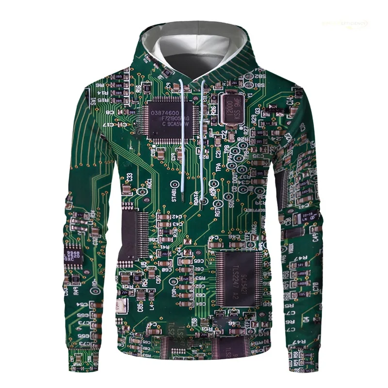 thumbnail image 1 of Sudadera con capucha con gráfico de chip electrónico para hombre, sudadera con estampado 3D de placa de circuito de CPU, sudadera divertida, sudaderas con capucha, ropa de calle, 1 of 4