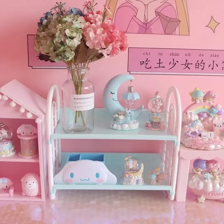 

Новый Настольный двухуровневый стеллаж для хранения Ins, подставка для хранения в общежитии, милый Настольный органайзер для магазинов для девушек