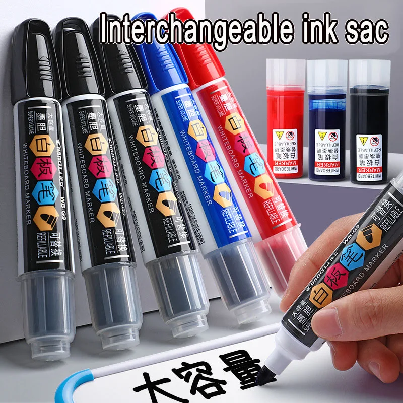 Large capacity whiteboard marker can be rubbed with ink bags school teachers students stationery office business supplies