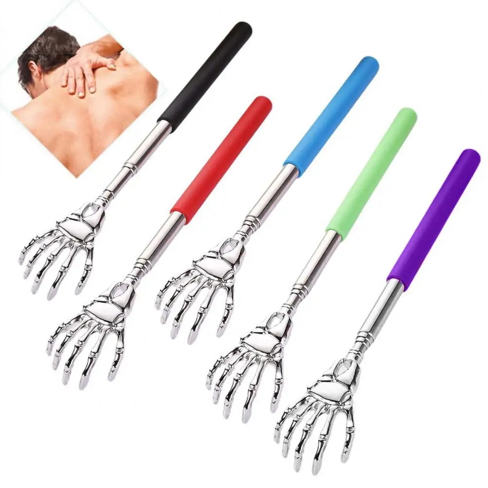 5Pcs 20-56cm Extendable Back Scratcher Stainless Steel Portable Hard-to-Reach Areas Telescopic Back Scratcher Massager Tools