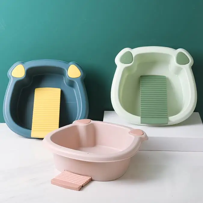 

Baby Hand Wash Basin Dormitory Washing Clothes Solid Color Laundry Basin Cute Plastic Wash Basin