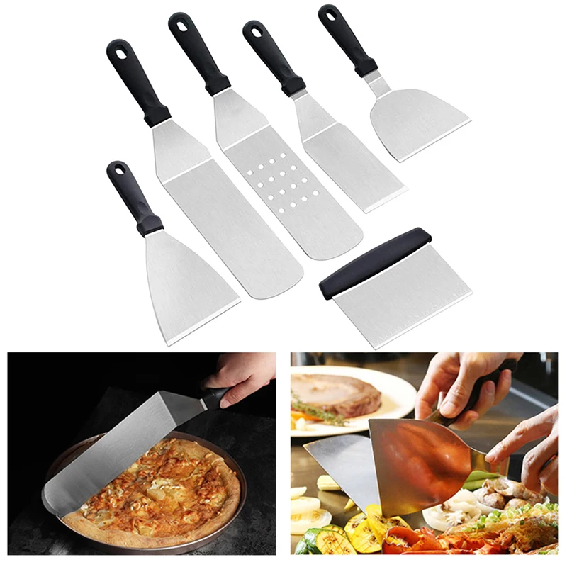 Teppanyaki – ensemble de 5 spatules, grattoir, outils de barbecue,  ustensiles, gril, ensemble de couverts pour l'extérieur et l'intérieur,  accessoires de Camping - AliExpress