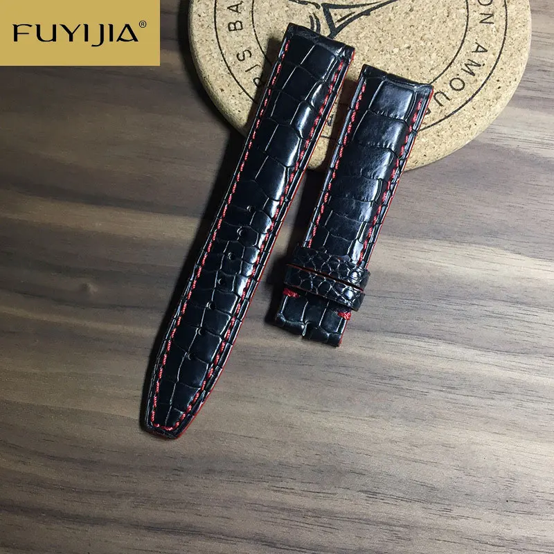 

FUYIJIA Top Handmade Nile Crocodile Skin Watchbands Custom Substitute I-W-C P-ORTOFINO Strap 20MM 18MM 22MM Genuine Leather Belt