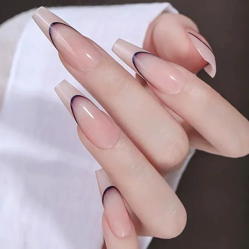 6/18pcs French Manicure Sticker 3D Gradient Color Nails Decals Self-Adhesive Lines Nail Art DIY Moon Shape Stencil Stickers 3