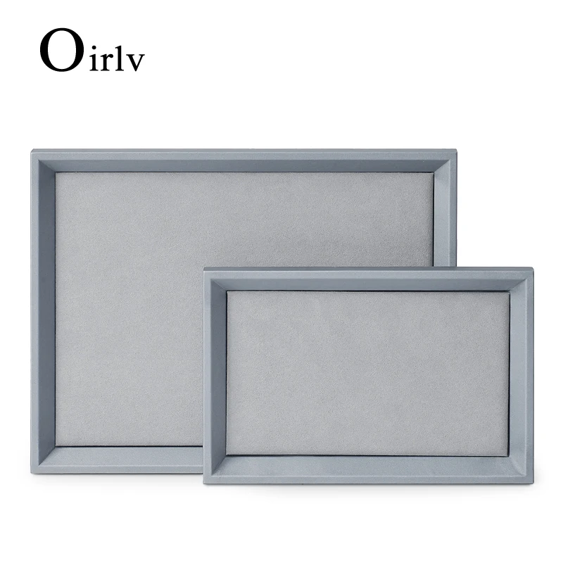 Oirlv Solid Wood/PU Leather Jewelry Display Tray Stackable Necklace Bracelet Ring Watch Drawer Organizer Showcase Jewelry Holder