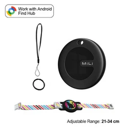 Enhanced Bluetooth Tracker Anti - Loss Device for Keys, Wallet, and Luggage with GPS Tracking Locator and Android Compatibility (Black - black collar)