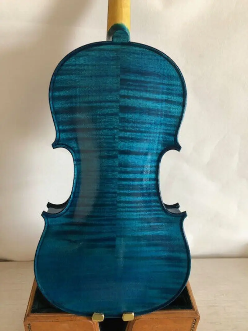 Master 4/4 violin blue color solid flamed maple back spruce top hand made 2738