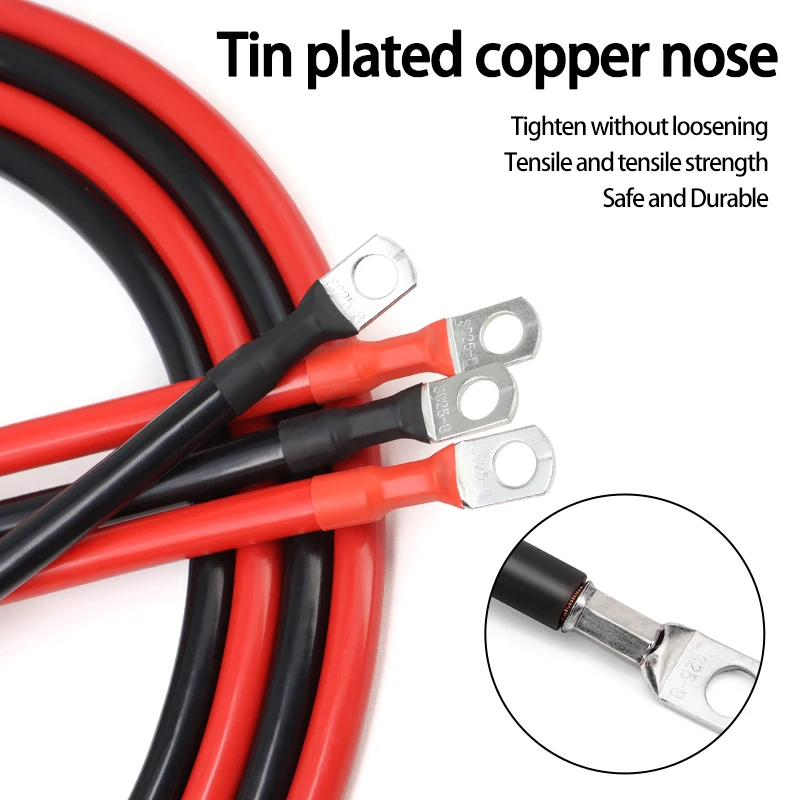 Premium Battery Connection Cable - PVC Insulated Pure Copper Wire with Tinned Copper Lug Terminal
