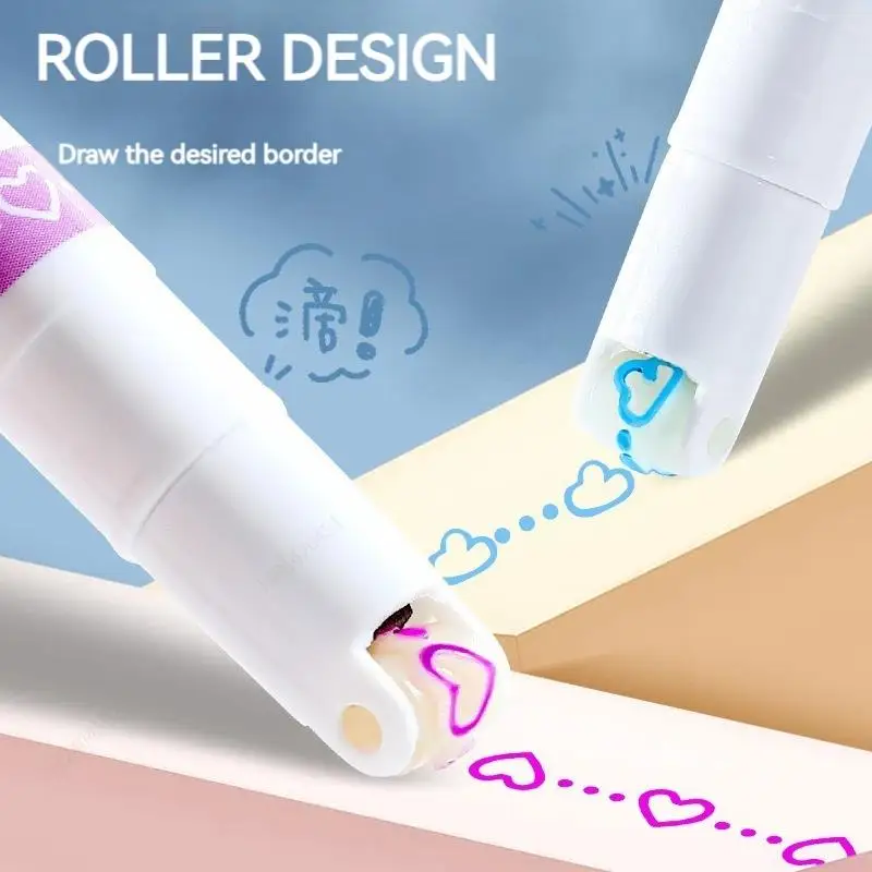 6Pcs/Set Cute Flowers Line Shaped Highlighter Pen Roller Tip Curve Liner Marker Kawaii For Writing Journaling Drawing Stationery