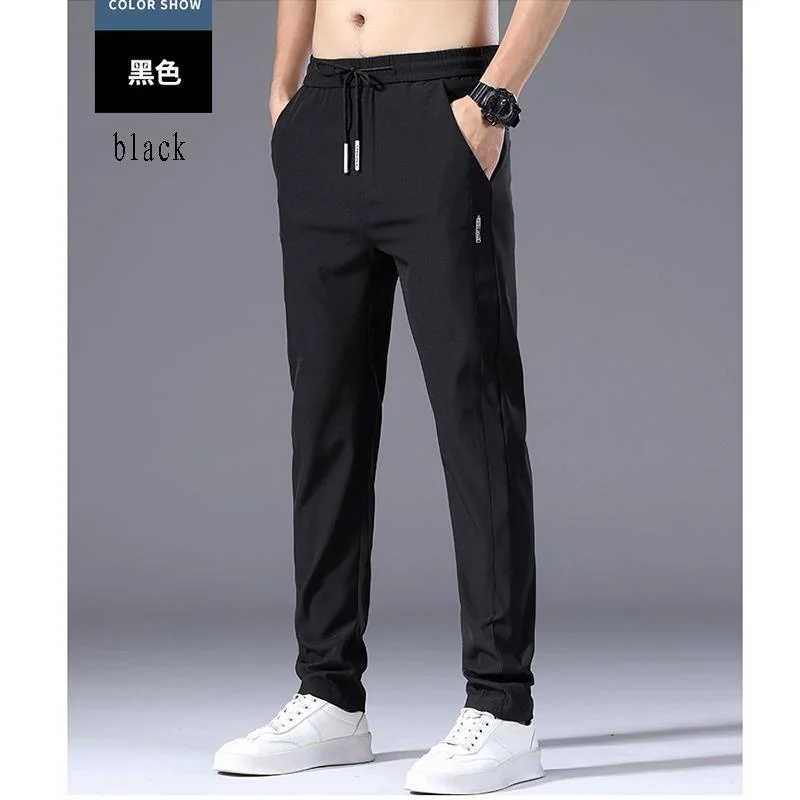 2024 Summer Men's Thin Casual Pants Men's New Versatile Ice Silk Breathable Cool Slim Casual Pants