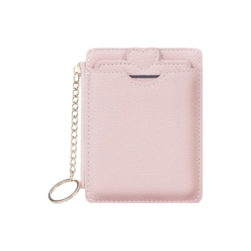 Fashion Love Heart Woman Wallet Zipper Multi-card Slot Short Card Bag PU Leather Multi-functional Cartoon Card Holder Lady 7